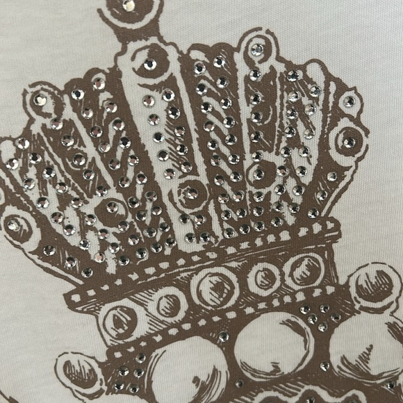 Vintage Juicy Couture White Tee with crystal bling crown & Gold Foil Emblem Y2k - Picture 8 of 17